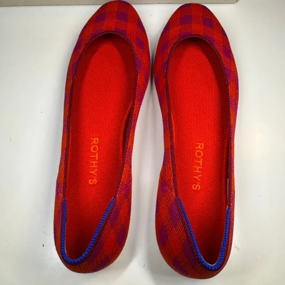 Rothy's The Flat Pomegranate Gingham Retired LE Ballet Flats Women’s 12 NIB